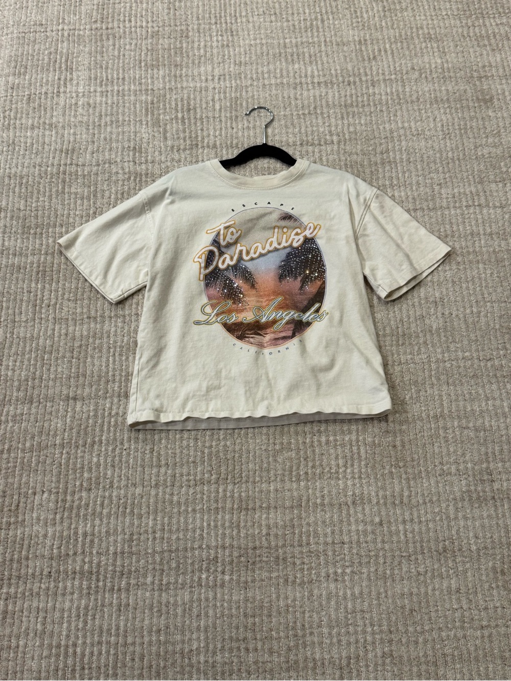 Zara Cream 'To Paradise Los Angeles' Graphic Tee